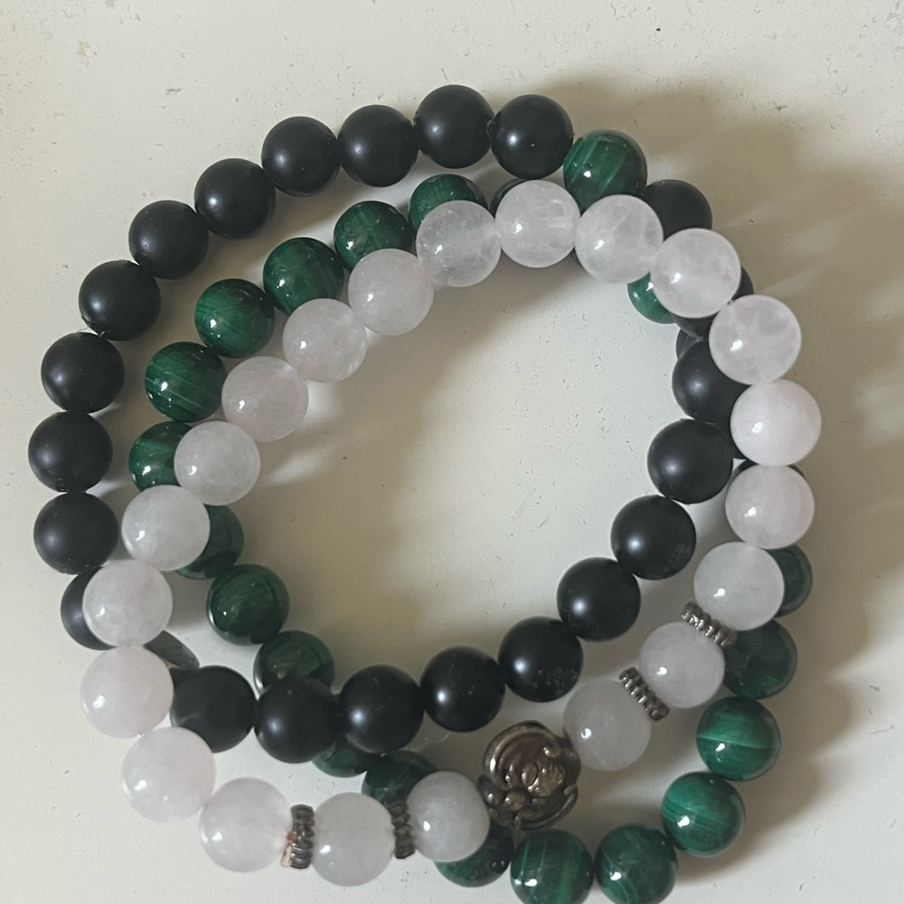 Free with bundle: Black and Green Beaded Bracelet Set